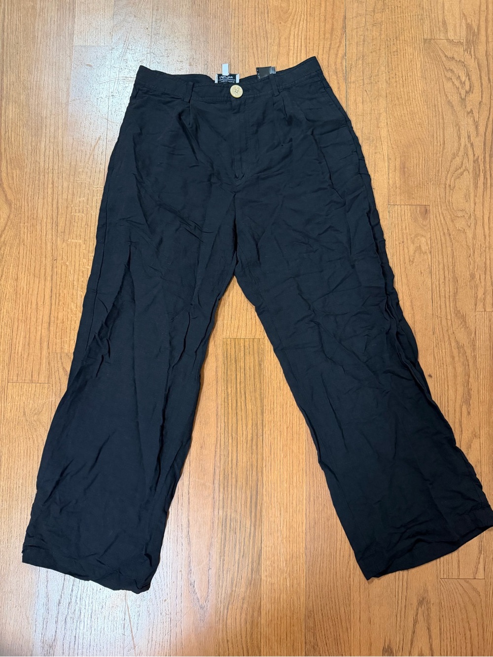 & Other Stories Linen-Blend Straight Leg Pants Black, Size 10